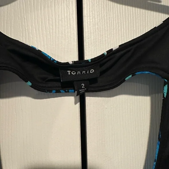 Floral Blue and Black Dress - Picture 3 of 3